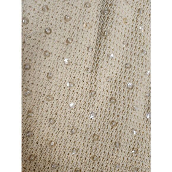 90s Vintage Jones New York Knit Tank Sleeveless Bling Sequins Butter Yellow - Picture 3 of 3